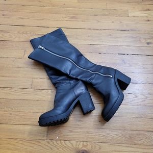H&M BLACK LEATHER BOOTS